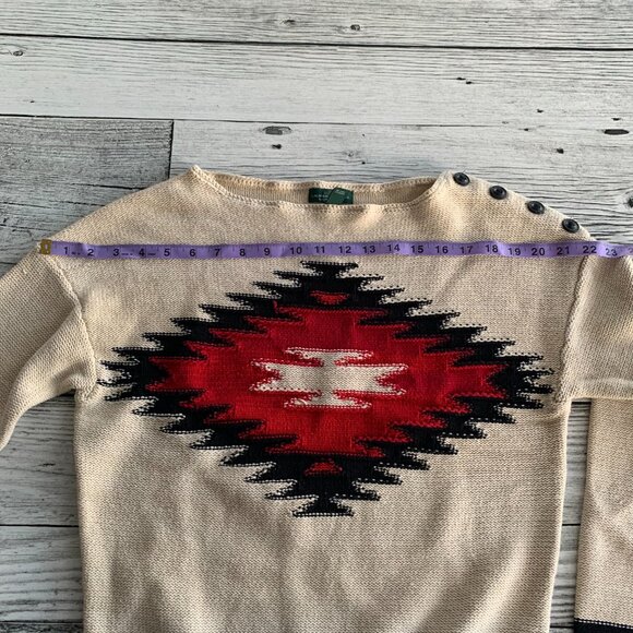 Lauren Jeans Co Ralph Lauren Southwestern Aztec Pullover Boho Sweater - Picture 9 of 13